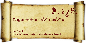 Mayerhofer Árpád névjegykártya